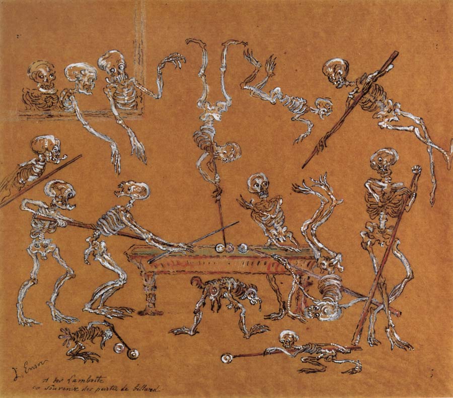 Skeletons Playing Billiards